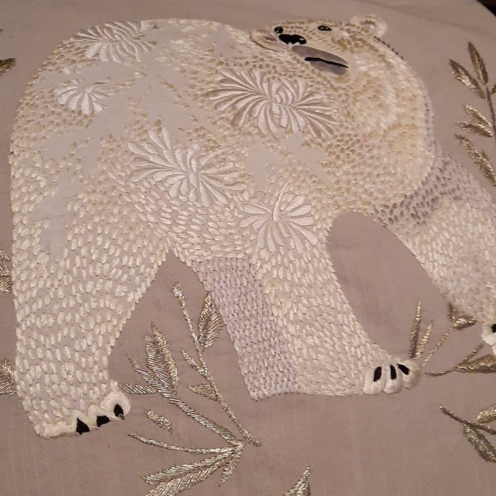 Karen Nicol Embroidered Wintertime Pillow - Picture 5 of 7